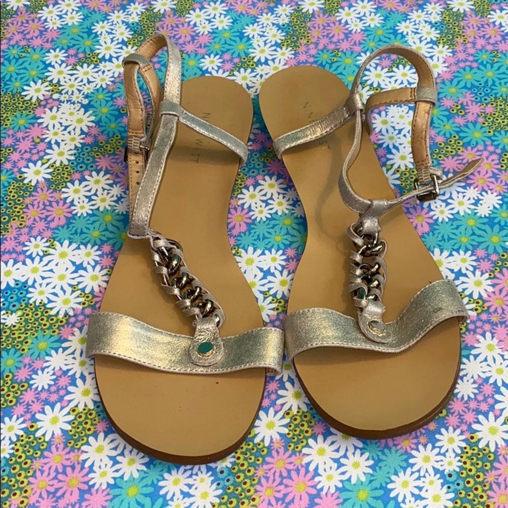 Nine West Chain Strap Gold Sandals